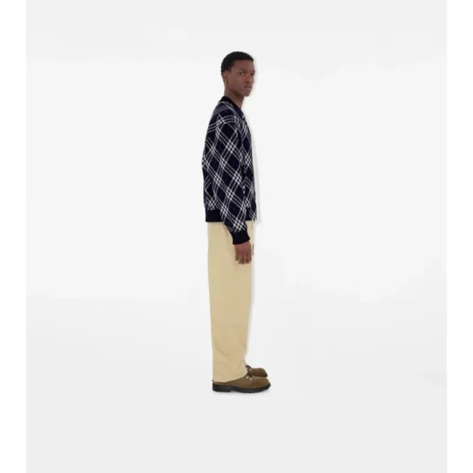 Check Wool Blend Bomber Jacket