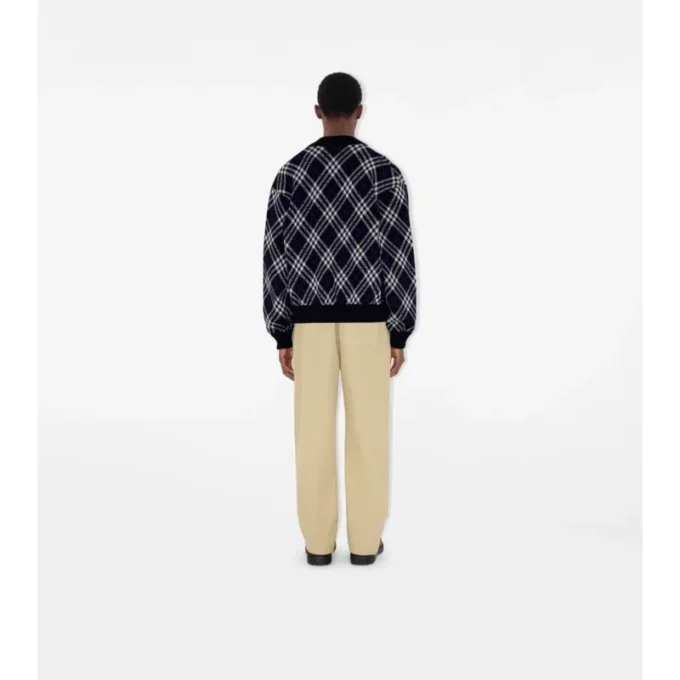 Check Wool Blend Bomber Jacket