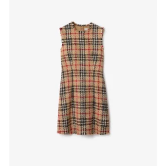 Check Wool Blend Boucla Dress