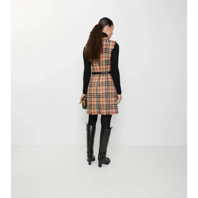 Check Wool Blend Boucla Dress
