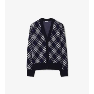 Check Wool Blend Cardigan