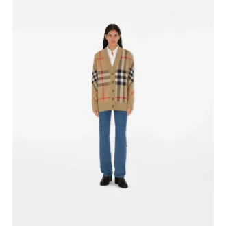 Check Wool Blend Cardigan