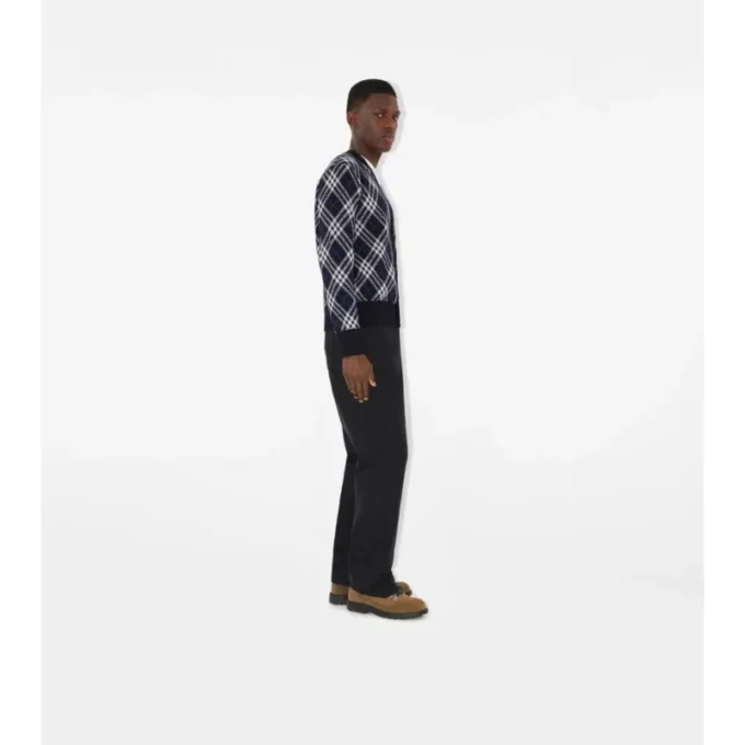 Check Wool Blend Cardigan