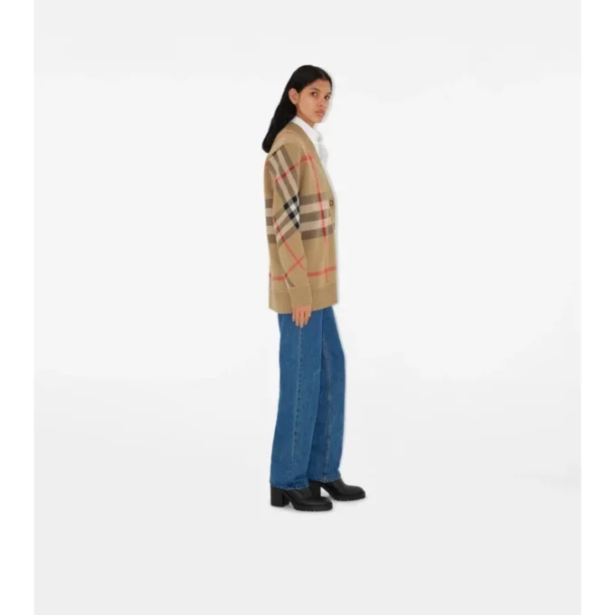 Check Wool Blend Cardigan