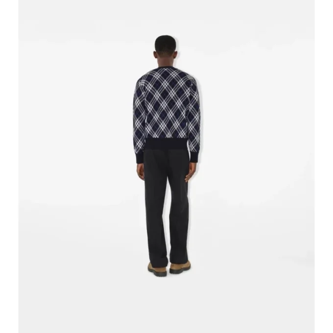 Check Wool Blend Cardigan