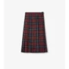 Check Wool Blend Midi Kilt