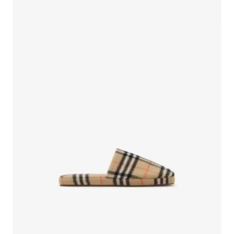 Check Wool Blend Slippers
