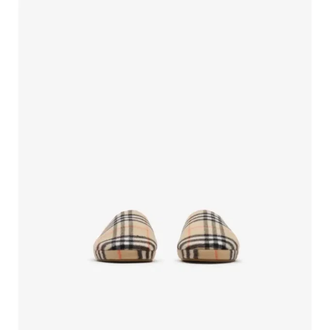 Check Wool Blend Slippers