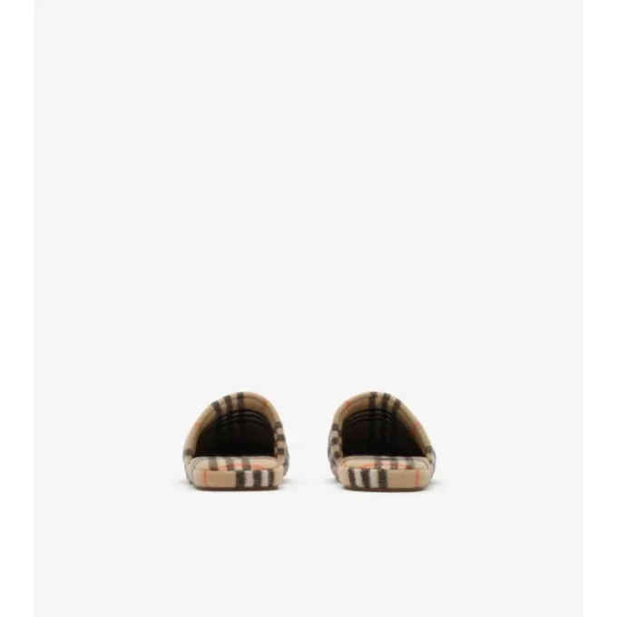 Check Wool Blend Slippers