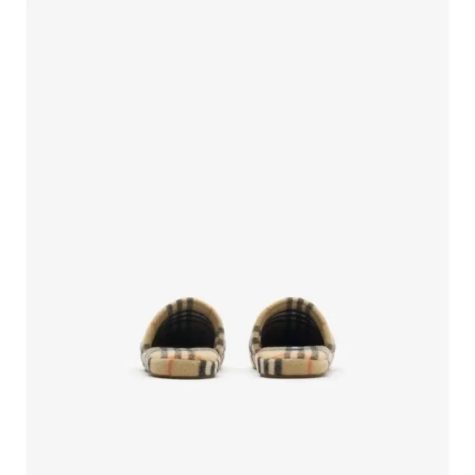 Check Wool Blend Slippers