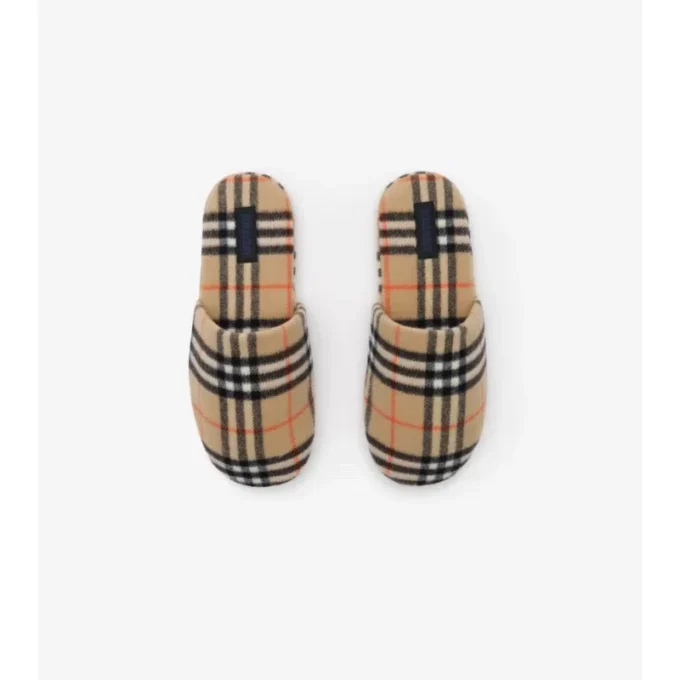 Check Wool Blend Slippers