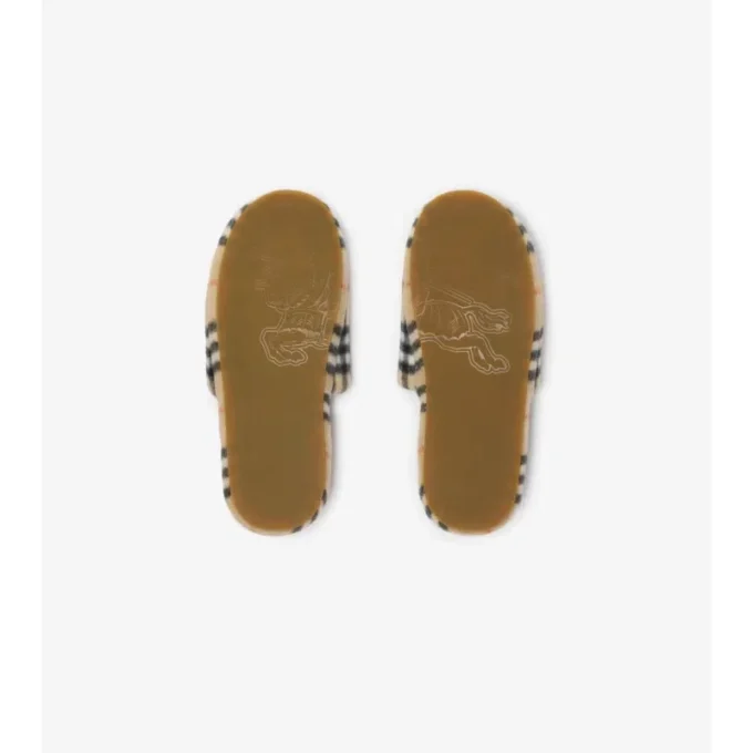Check Wool Blend Slippers