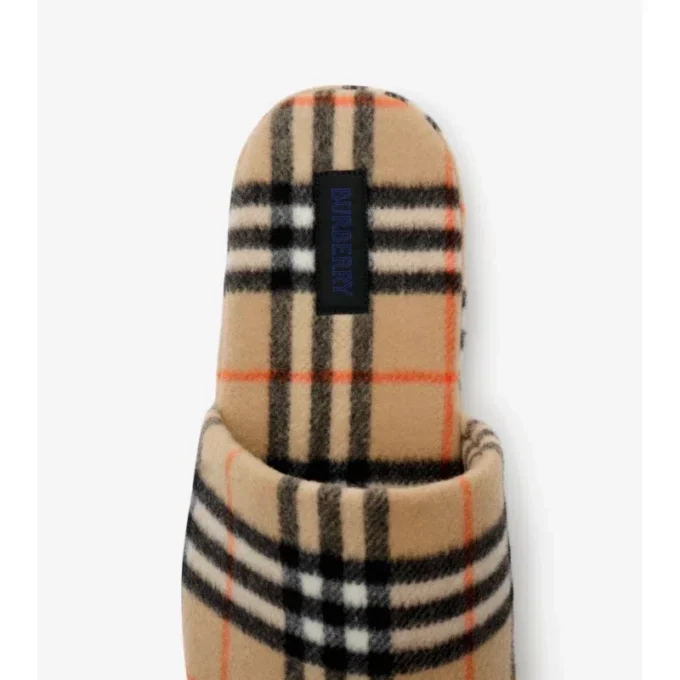Check Wool Blend Slippers