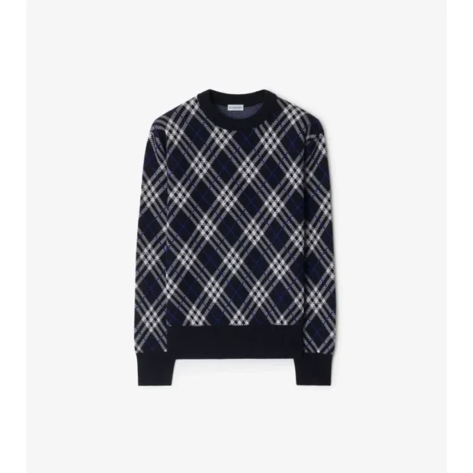 Check Wool Blend Sweater