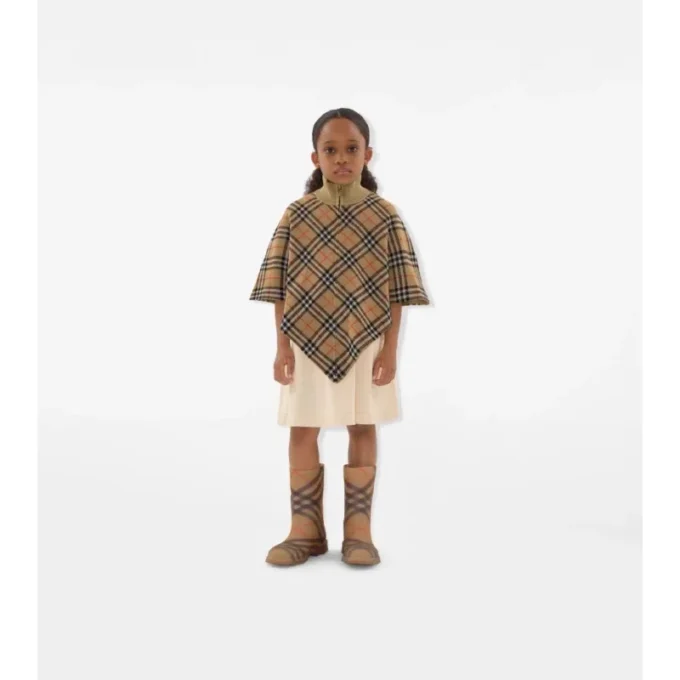 Check Wool Cape