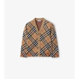 Check Wool Cardigan