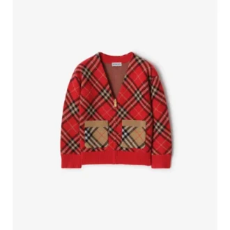 Check Wool Cardigan