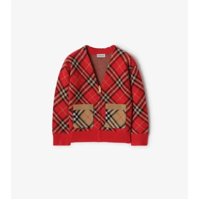 Check Wool Cardigan