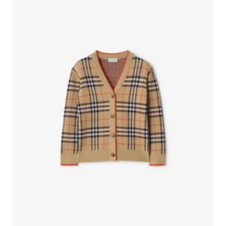 Check Wool Cardigan