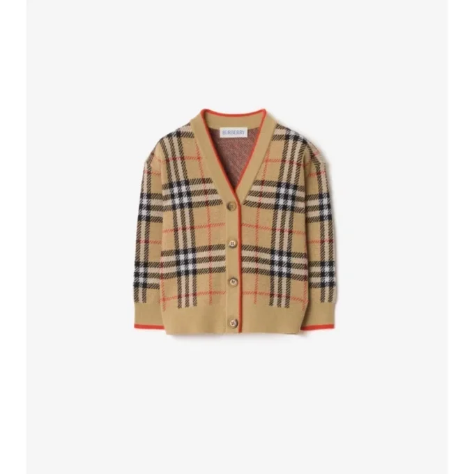 Check Wool Cardigan