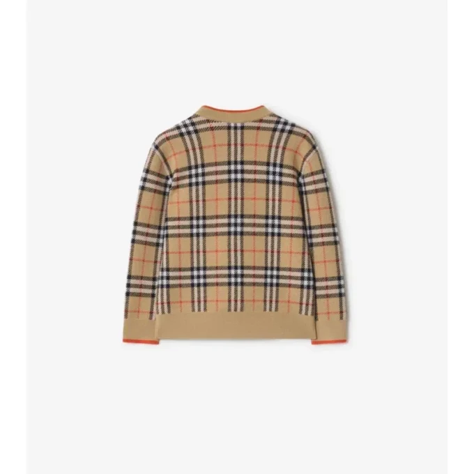 Check Wool Cardigan