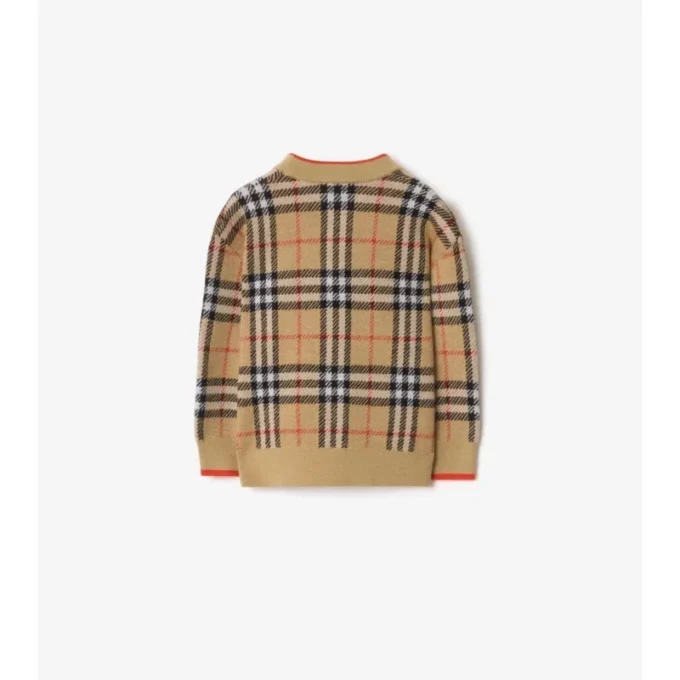 Check Wool Cardigan