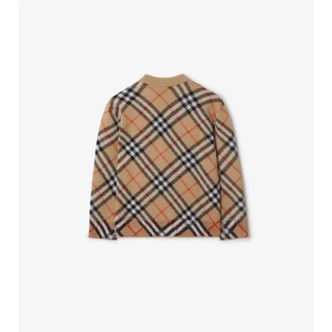 Check Wool Cardigan