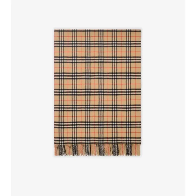 Check Wool Cashmere Blanket