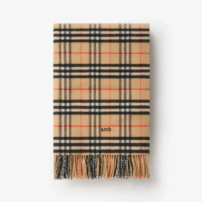 Check Wool Cashmere Blanket