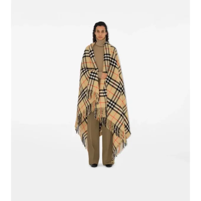 Check Wool Cashmere Blanket
