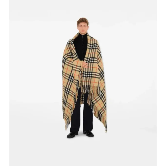 Check Wool Cashmere Blanket