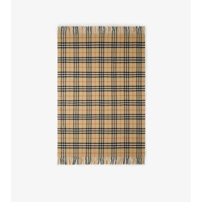 Check Wool Cashmere Blanket