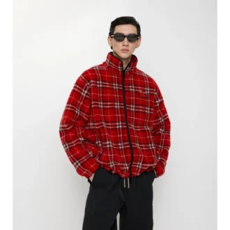 Check Wool Cashmere Blend Fleece