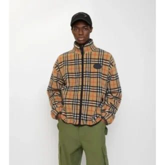 Check Wool Cashmere Blend Fleece