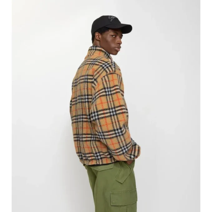 Check Wool Cashmere Blend Fleece