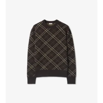 Check Wool Cashmere Blend Sweater