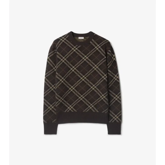 Check Wool Cashmere Blend Sweater