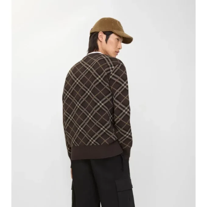 Check Wool Cashmere Blend Sweater