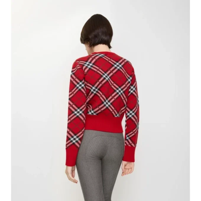 Check Wool Cashmere Blend Sweater