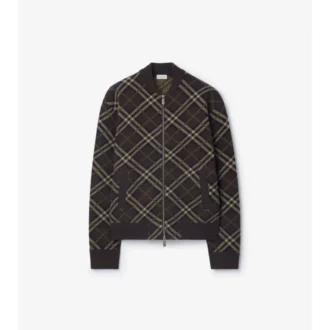 Check Wool Cashmere Bomber Jacket