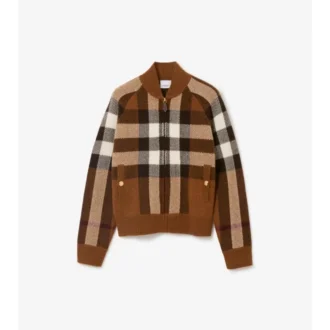 Check Wool Cashmere Bomber Jacket