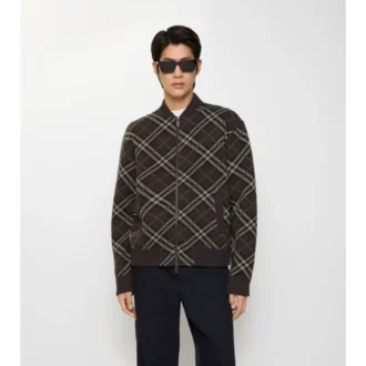 Check Wool Cashmere Bomber Jacket