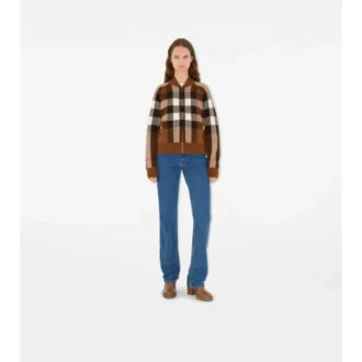 Check Wool Cashmere Bomber Jacket
