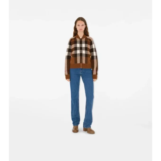 Check Wool Cashmere Bomber Jacket