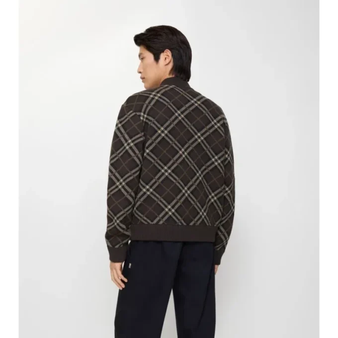 Check Wool Cashmere Bomber Jacket