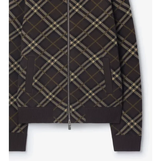 Check Wool Cashmere Bomber Jacket