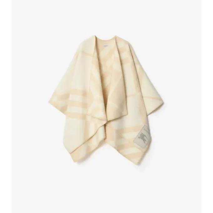 Check Wool Cashmere Cape