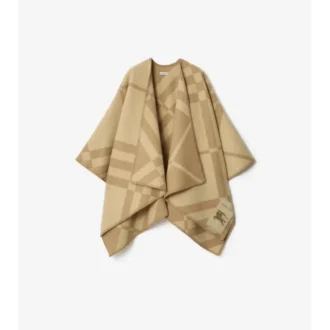 Check Wool Cashmere Cape