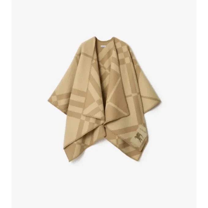 Check Wool Cashmere Cape