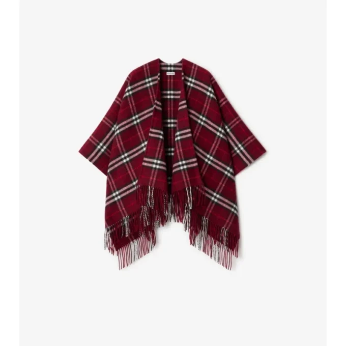 Check Wool Cashmere Cape